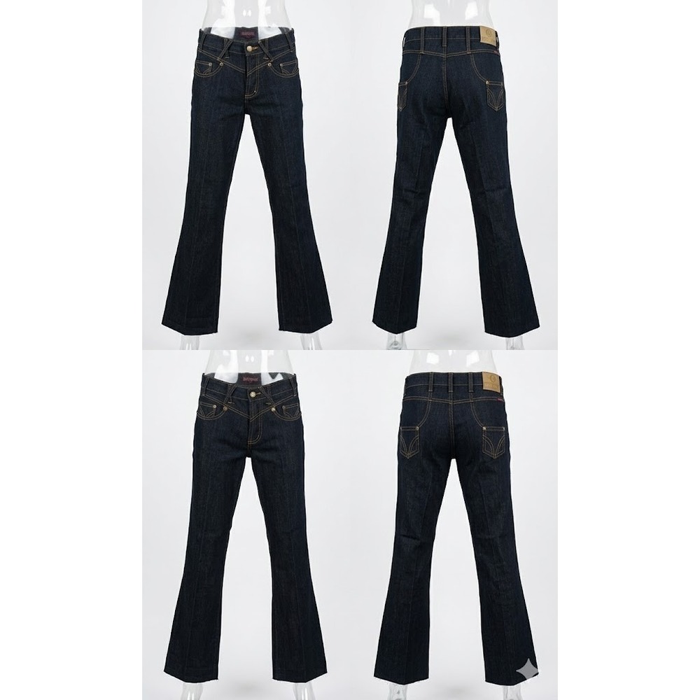 Vintage Dirt Jeans Y2K Cyber Grunge Flared Low Rise Dark Wash Denim Size 26